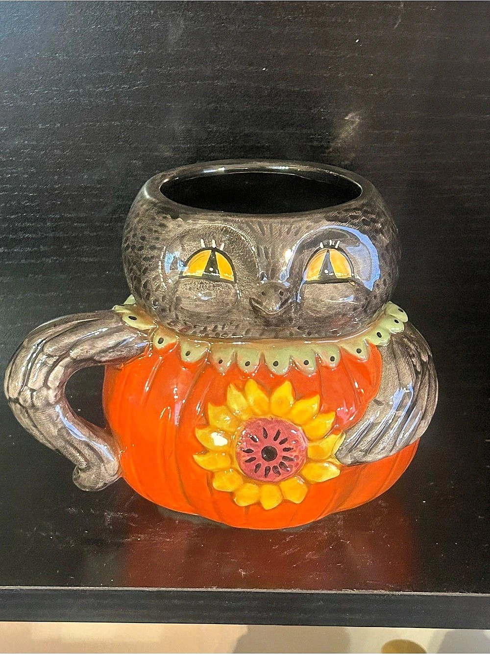 Transpac Crow Pumpkin Mug Orange Halloween Mug